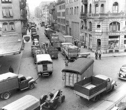 Viehmarkt um 1950 an der Bruchstrasse (Bild: Max A. Wyss/Screenshot Stadtarchiv)