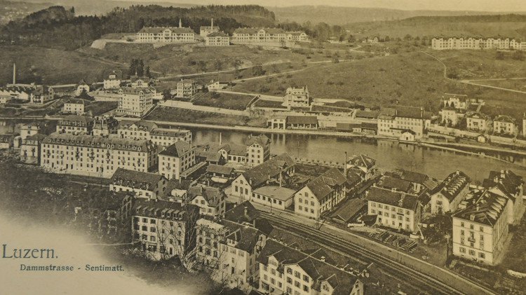 Historische Postkarte Dammstrasse-Sentimatt (Bild: zvg)