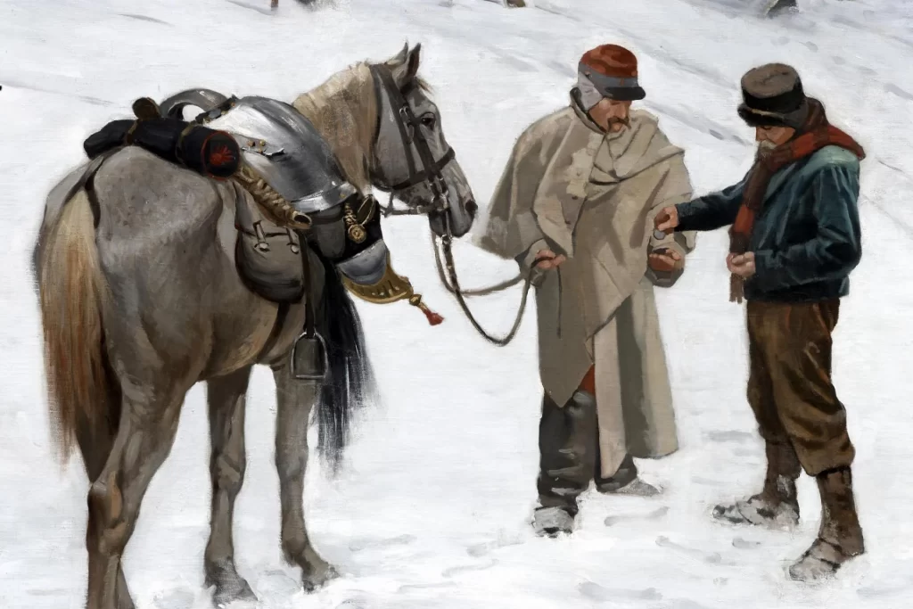 Bild vom Handel mit Armeepferden. (Bild: Bourbaki Panorama Luzern)